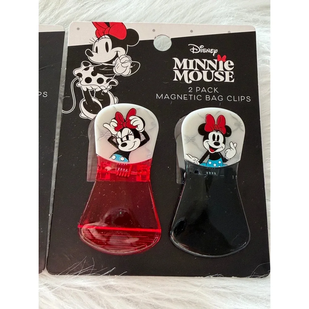 Disney Mickey Minnie Mouse Magnetic Bag Clips 2-Pack Sets Lot of 4 Blue Red
